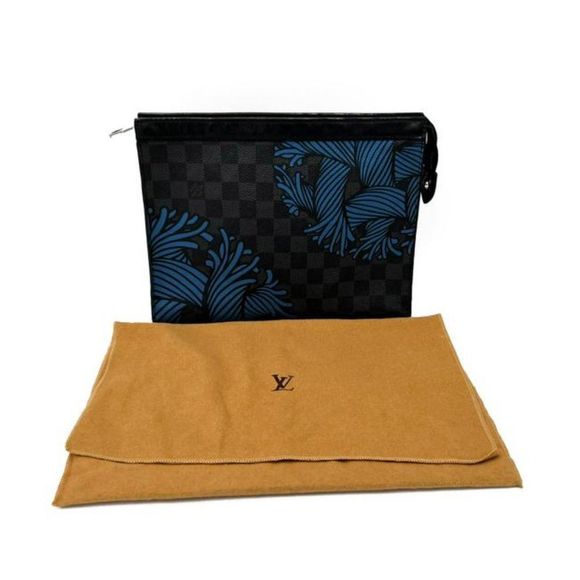 Louis Vuitton Pochette Rope Voyage Blue Black Damier Graphite Canvas Weekend - Picture 3 of 12